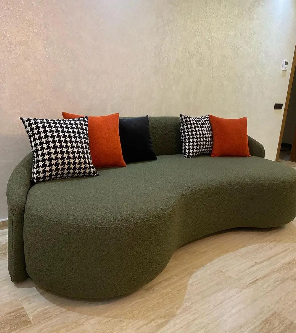 Canapé courbe vert sur mesure