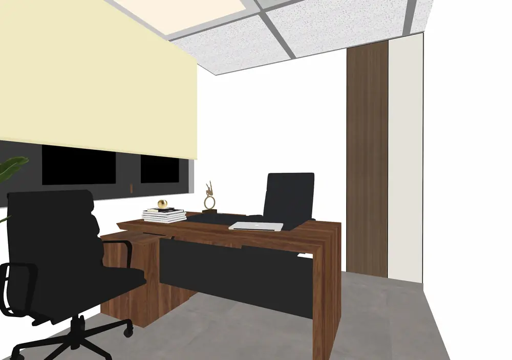 Rendu 3D : le bureau de direction, vue d'angle