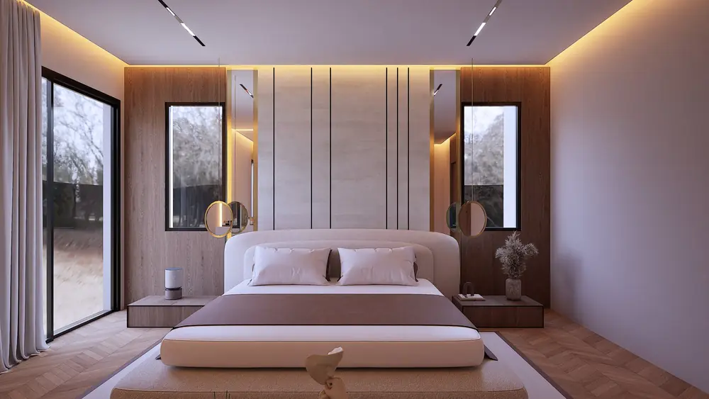 Rendu 3D : chambre parentale à l'étage
