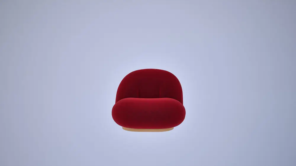 Rendu 3D : fauteuil Pacha en velours rouge