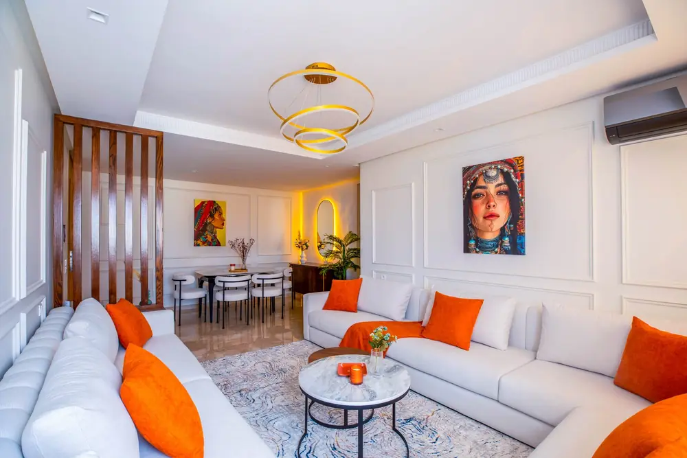 Séjour d'un appartement livré et meublé, Californie, Casablanca