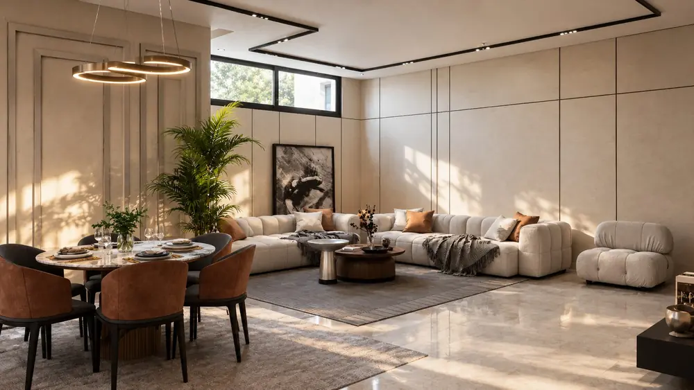 Séjour et salle à manger d'un appartement